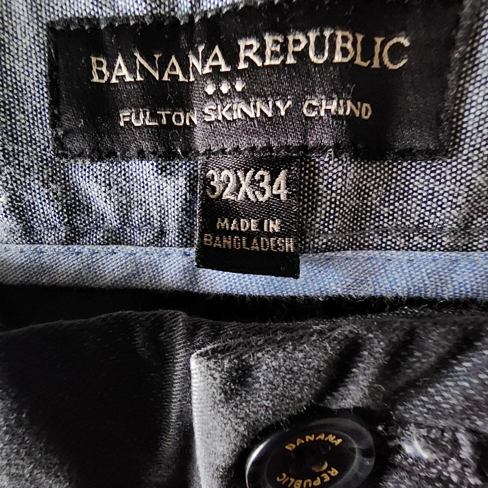 Banana Republic 32x34 Blue Fulton Skinny Chino Geo Print Stretch Pants Mens Slim
